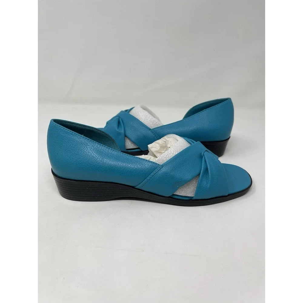 Cabin Creek Vintage Sandals Women's Size 8 Turquoise Slip On Comfort Shoes As-Is